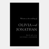 Elegante Eenvoudige Zwarte Huwelijk Welkom Acryl Bord (Voorkant)