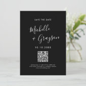 Elegante eenvoudige zwarte minimalistische moderne save the date (Staand voorkant)