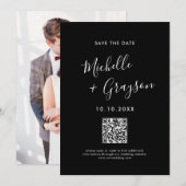 Elegante eenvoudige zwarte minimalistische moderne save the date (Voorkant / Achterkant)