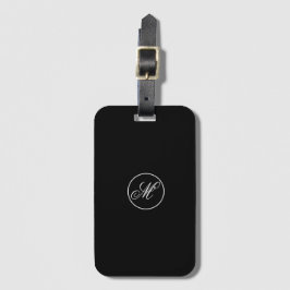 Elegante Eenvoudige Zwarte Minimalistische Monogr Bagagelabel