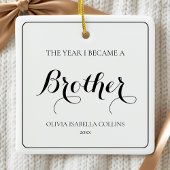 Elegante Eenvoudige Zwarte Moderne 1e Kerstbroeder Keramisch Ornament