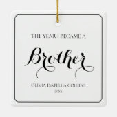 Elegante Eenvoudige Zwarte Moderne 1e Kerstbroeder Keramisch Ornament (Achterkant)