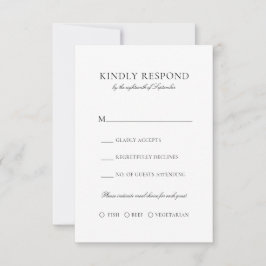 Elegante Eenvoudige Zwarte Script Maaltijdkeuze Tr RSVP Kaartje