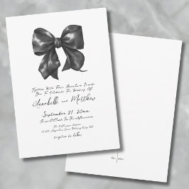 Elegante Eenvoudige Zwarte Strik Bruiloft Kaart