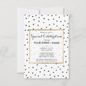 Elegante eenvoudige zwarte witte aquarel stippen kaart (Voorkant)