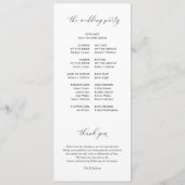 Elegante Eenvoudige Zwarte & Witte Hart Huwelijk Programmakaart (Achterkant)