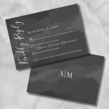 Elegante Eenvoudige Zwarte Witte Trouw RSVP Kaart