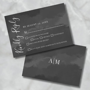 Elegante Eenvoudige Zwarte Witte Trouw RSVP Kaart
