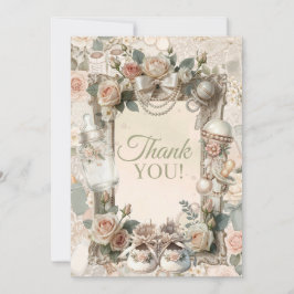 Elegante Eerste Bloei Baby Shower Bedankbriefje me Bedankkaart