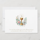 Elegante Eerste Communie Bloemeneucharistie Kaart (Achterkant)