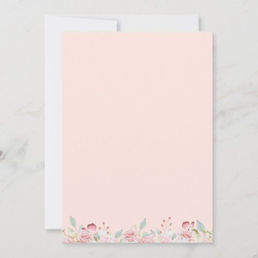 Elegante eerste communie munt en perzik bloemen kaart (Achterkant)