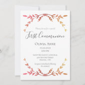 Elegante eerste communie perzik script eenvoudig kaart (Voorkant)