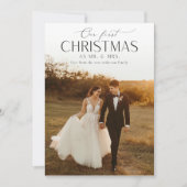 Elegante eerste getrouwde kerst 4 foto Pas getrouw Feestdagenkaart (Voorkant)