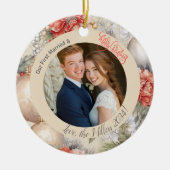 Elegante eerste getrouwde kerstfoto keramisch ornament (Voorkant)