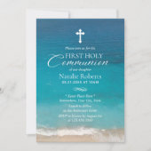 Elegante Eerste Heilige Communie aan het Strand Kaart (Voorkant)