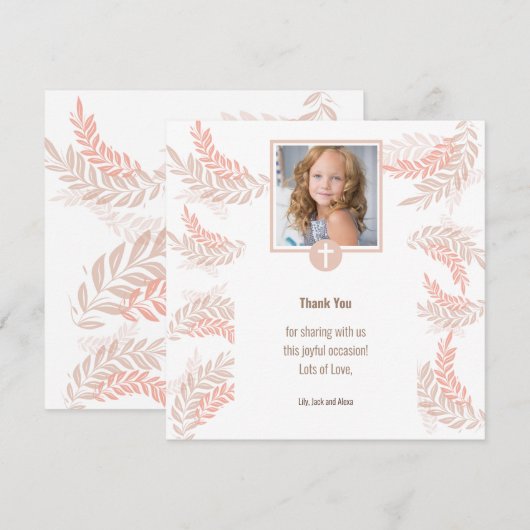 Elegante Eerste Heilige Communie Dank u kaart (Voorkant / Achterkant)