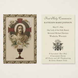 Elegante Eerste Heilige Communie Herinnering Heili Visitekaartje