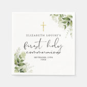 Elegante eerste heilige communie met rustieke groe servet (Voorkant)