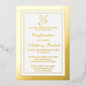 Elegante Eerste Heilige Communie of Bevestiging Ec Folie Uitnodiging (Voorkant)