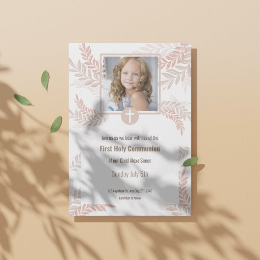 Elegante Eerste Heilige Communie Uitnodiging met F