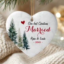 Elegante eerste kerst als getrouwd paar hartvormig