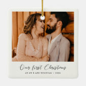 Elegante eerste kerst als man en vrouw foto keramisch ornament (Achterkant)