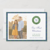 Elegante eerste kerst als meneer en mevrouw Monogr Feestdagenkaart (Voorkant)