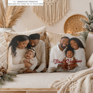 Elegante eerste kerst als ouders 2 foto's kussen