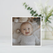 Elegante eerste kerst Baby Photo Square Feestdagenkaart (Staand voorkant)