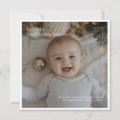 Elegante eerste kerst Baby Photo Square Feestdagenkaart (Voorkant)