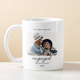 Elegante eerste kerst betrokken foto minimaal koffiemok