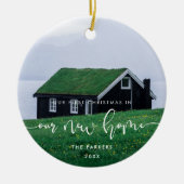 Elegante eerste kerst in ons nieuwe huis Foto Keramisch Ornament (Voorkant)
