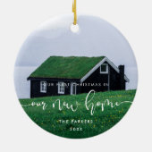 Elegante eerste kerst in ons nieuwe huis Foto Keramisch Ornament (Achterkant)