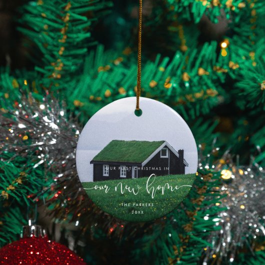 Elegante eerste kerst in ons nieuwe huis Foto Keramisch Ornament