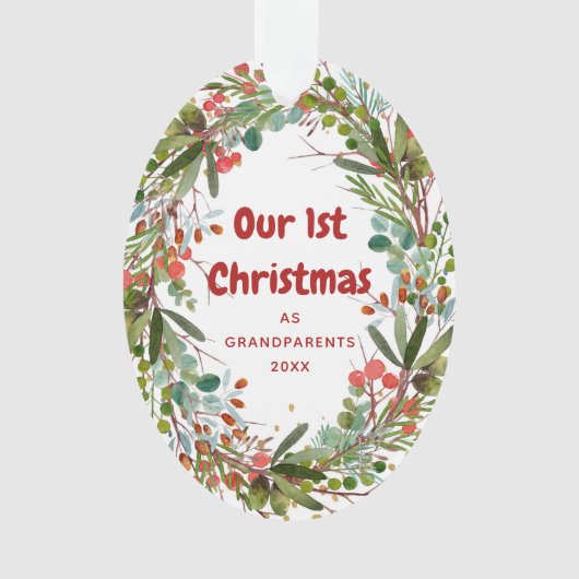 Elegante eerste kerst krans ornament (voorkant)