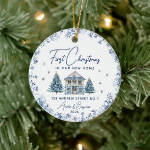 elegante eerste kerst nieuwe thuis blauwe ornament