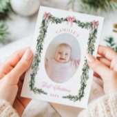 Elegante eerste kerstbaby meisje fotokaart kaart