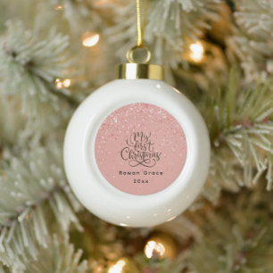 Elegante Eerste Kerstmis Baby Meisje Eenvoudig Keramische Bal Ornament