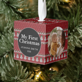 Elegante eerste kerstmis baby met eigen naam foto  decoratie