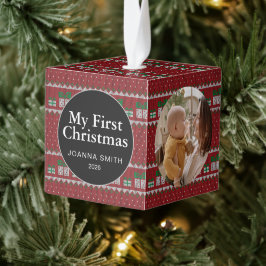 Elegante Eerste Kerstmis Baby Met Naam Foto  Decoratie