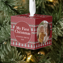 Elegante Eerste Kerstmis Baby Met Naam Foto  Decoratie