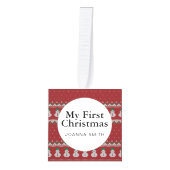 Elegante Eerste Kerstmis Baby Met Naam Foto Decoratie (Voorkant)