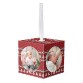 Elegante Eerste Kerstmis Baby Met Naam Foto Decoratie (Achter hoekig)