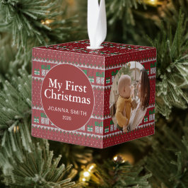 Elegante Eerste Kerstmis Baby Met Naam Foto  Decoratie