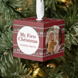 Elegante Eerste Kerstmis Baby Met Naam Foto  Decoratie