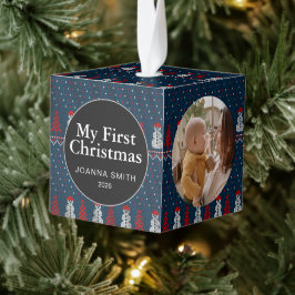 Elegante Eerste Kerstmis Baby Met Naam Foto  Decoratie