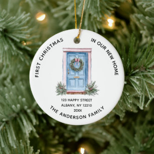 Elegante Eerste Kerstmis In Ons Nieuwe Huis Foto Keramisch Ornament