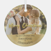 Elegante eerste Kerstmis Luxe goud Moderne foto Glas Ornament (Voorkant)