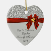 Elegante Eerste Kerstmis siert samen Bling Keramisch Ornament (Rechts)