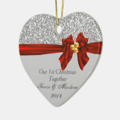 Elegante Eerste Kerstmis siert samen Bling Keramisch Ornament (Links)